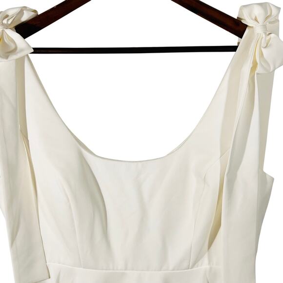 Revelry White Mini Dress Bow Shoulder Coquette Bridal Fit & Flare 16 - Picture 5 of 10